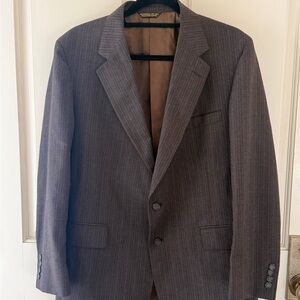 Men's Vintage Brown and Blue Pinstripe Jacket